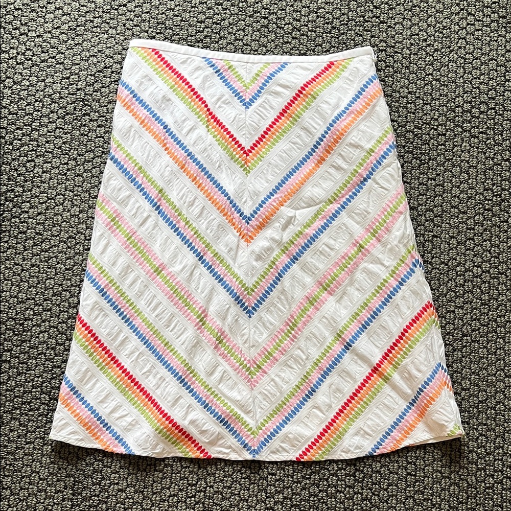 Talbots White Rainbow Chevron Patterned Skirt - image 1